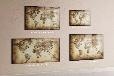 Tablica magnetyczna do kuchni Stara mapa świata