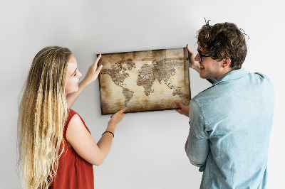 Tablica magnetyczna z pisakiem Stara mapa świata
