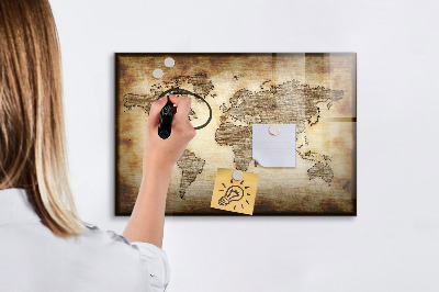 Tablica magnetyczna z pisakiem Stara mapa świata