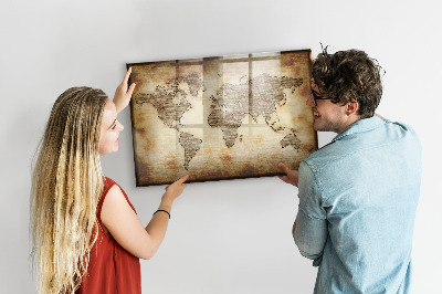 Tablica magnetyczna do kuchni Stara mapa świata
