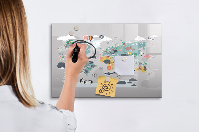 Tablica magnetyczna suchościeralna dla dzieci Kreskówkowa mapa
