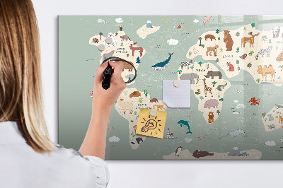 Tablica magnetyczna z pisakiem Zwierzęca mapa świata