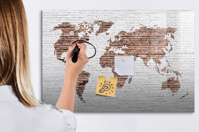 Tablica magnetyczna suchościeralna dla dzieci Ceglana mapa świata