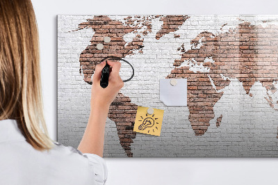 Tablica magnetyczna suchościeralna dla dzieci Ceglana mapa świata
