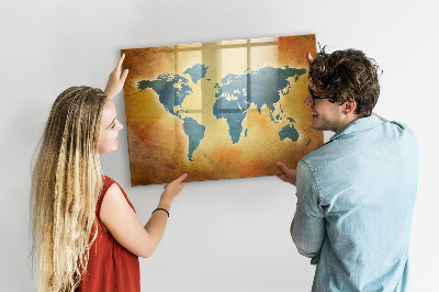 Tablica magnetyczna z pisakiem Stara mapa świata