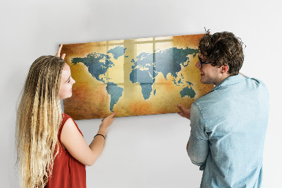 Tablica magnetyczna z pisakiem Stara mapa świata
