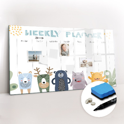 Tablica magnetyczna z pisakiem Tygodniowy planer dla dzieci