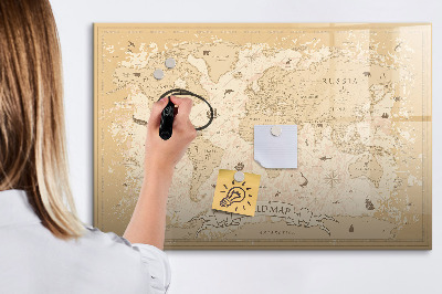 Tablica magnetyczna z pisakiem Vintage mapa świata