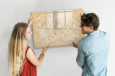 Tablica magnetyczna z pisakiem Vintage mapa świata