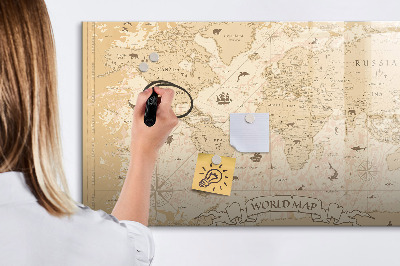 Tablica magnetyczna z pisakiem Vintage mapa świata