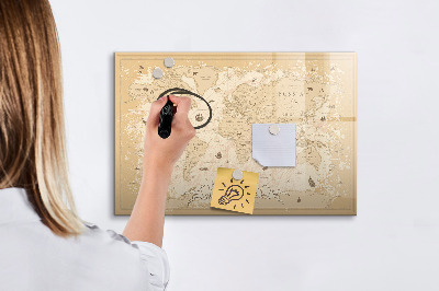 Tablica magnetyczna z pisakiem Vintage mapa świata
