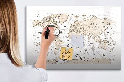 Tablica magnetyczna z pisakiem Vintage mapa świata