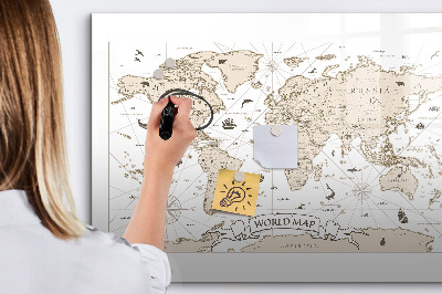 Tablica magnetyczna z pisakiem Vintage mapa świata