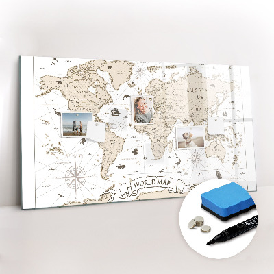 Tablica magnetyczna z pisakiem Vintage mapa świata