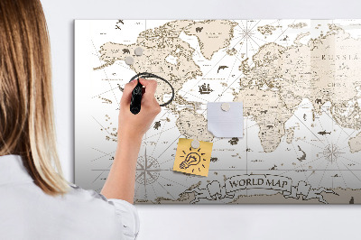 Tablica magnetyczna z pisakiem Vintage mapa świata