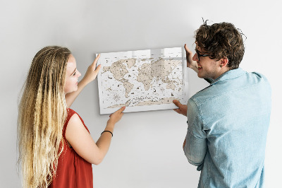 Tablica magnetyczna z pisakiem Vintage mapa świata