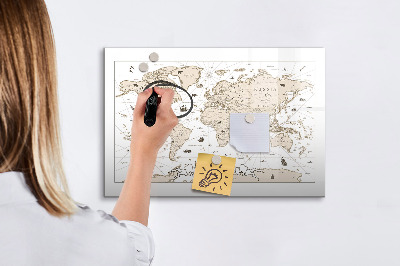 Tablica magnetyczna z pisakiem Vintage mapa świata