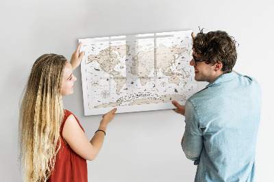 Tablica magnetyczna z pisakiem Vintage mapa świata