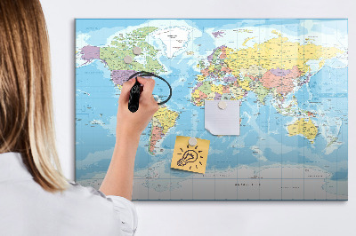 Tablica magnetyczna z pisakiem Polityczna mapa świata