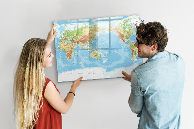 Tablica magnetyczna z pisakiem Fizyczna mapa świata