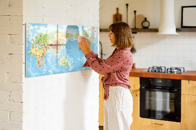 Tablica magnetyczna z pisakiem Fizyczna mapa świata