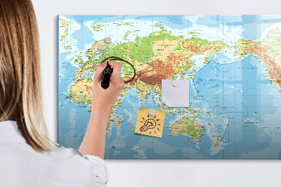 Tablica magnetyczna z pisakiem Fizyczna mapa świata