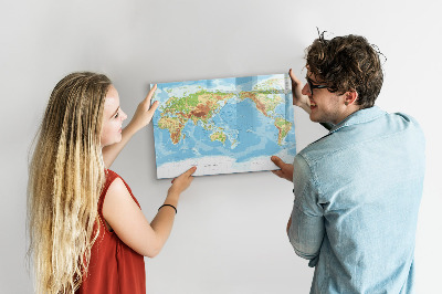 Tablica magnetyczna z pisakiem Fizyczna mapa świata