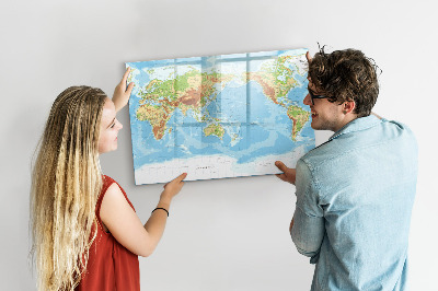 Tablica magnetyczna z pisakiem Fizyczna mapa świata