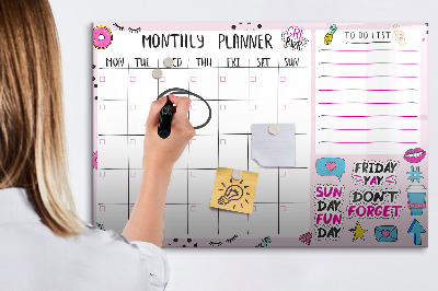 Tablica magnetyczna z pisakiem Miesięczny planer