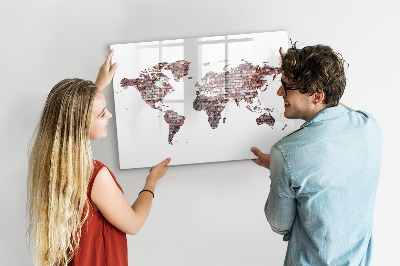 Tablica magnetyczna z pisakiem Ceglana mapa świata