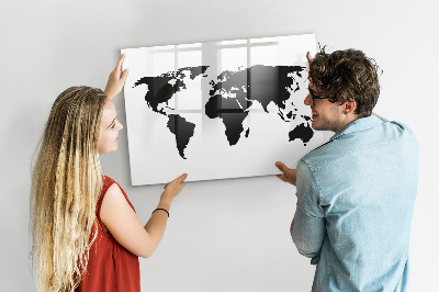 Tablica magnetyczna z pisakiem Czarna mapa świata
