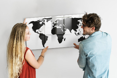 Tablica magnetyczna z pisakiem Czarna mapa świata