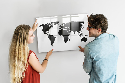 Tablica magnetyczna z pisakiem Czarna mapa świata
