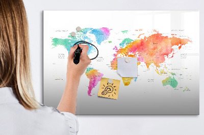 Tablica magnetyczna z pisakiem Akwarelowa mapa świata