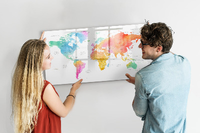 Tablica magnetyczna z pisakiem Akwarelowa mapa świata