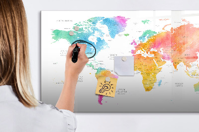 Tablica magnetyczna z pisakiem Akwarelowa mapa świata