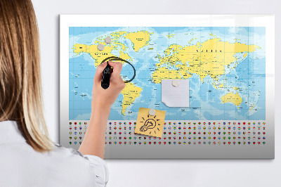 Tablica magnetyczna z pisakiem Mapa świata i flagi