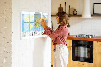Tablica magnetyczna z pisakiem Mapa świata i flagi