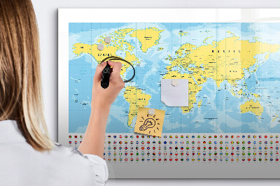 Tablica magnetyczna z pisakiem Mapa świata i flagi