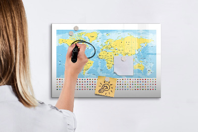 Tablica magnetyczna z pisakiem Mapa świata i flagi