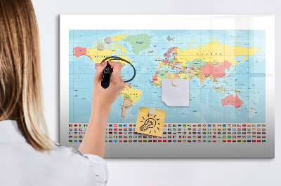 Tablica magnetyczna z pisakiem Geografia mapa świata