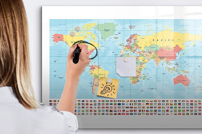 Tablica magnetyczna z pisakiem Geografia mapa świata
