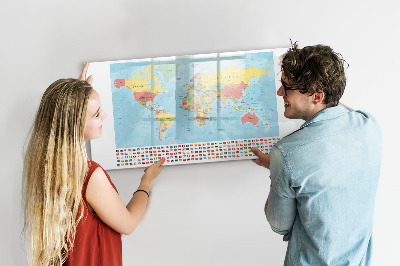 Tablica magnetyczna z pisakiem Geografia mapa świata