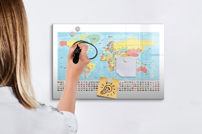Tablica magnetyczna z pisakiem Geografia mapa świata