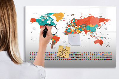 Tablica magnetyczna z pisakiem Kolorowa mapa świata