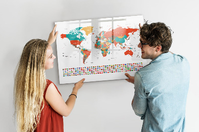 Tablica magnetyczna z pisakiem Kolorowa mapa świata