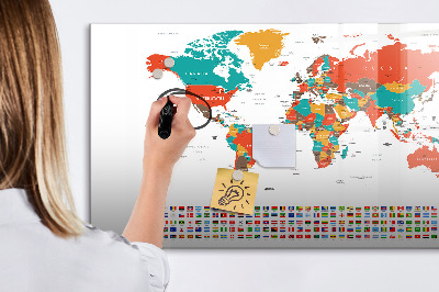 Tablica magnetyczna z pisakiem Kolorowa mapa świata