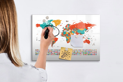 Tablica magnetyczna z pisakiem Kolorowa mapa świata