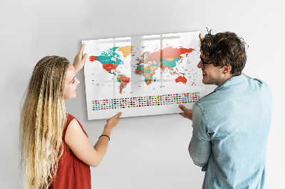 Tablica magnetyczna z pisakiem Kolorowa mapa świata