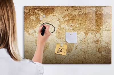Tablica magnetyczna suchościeralna dla dzieci Mapa świata vintage
